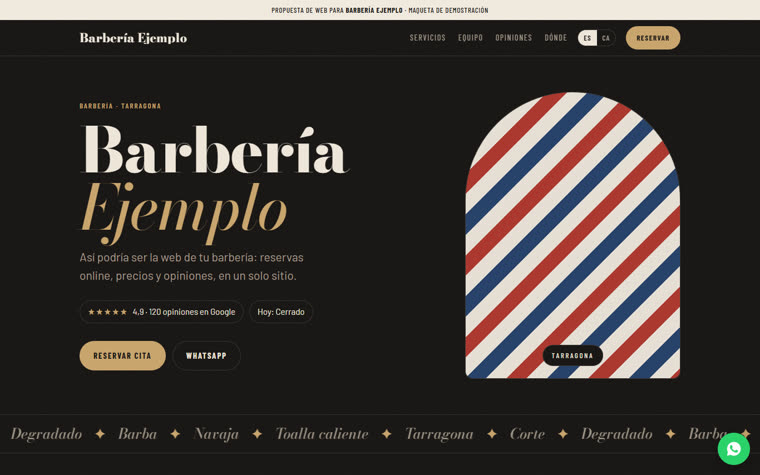Web de ejemplo de una barbería