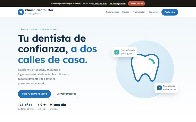 Web de ejemplo de una clínica dental