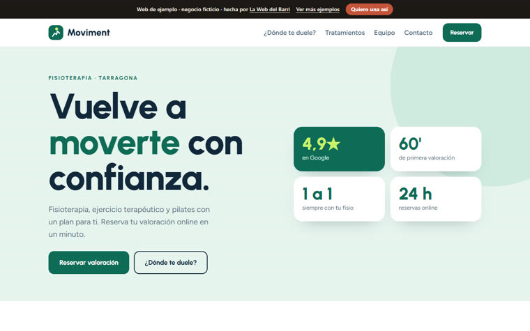 Web de ejemplo de un centro de fisioterapia