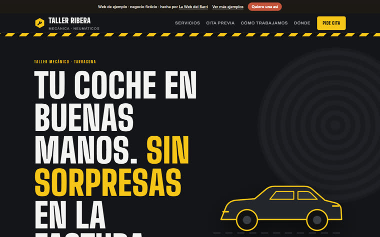 Web de ejemplo de un taller mecánico